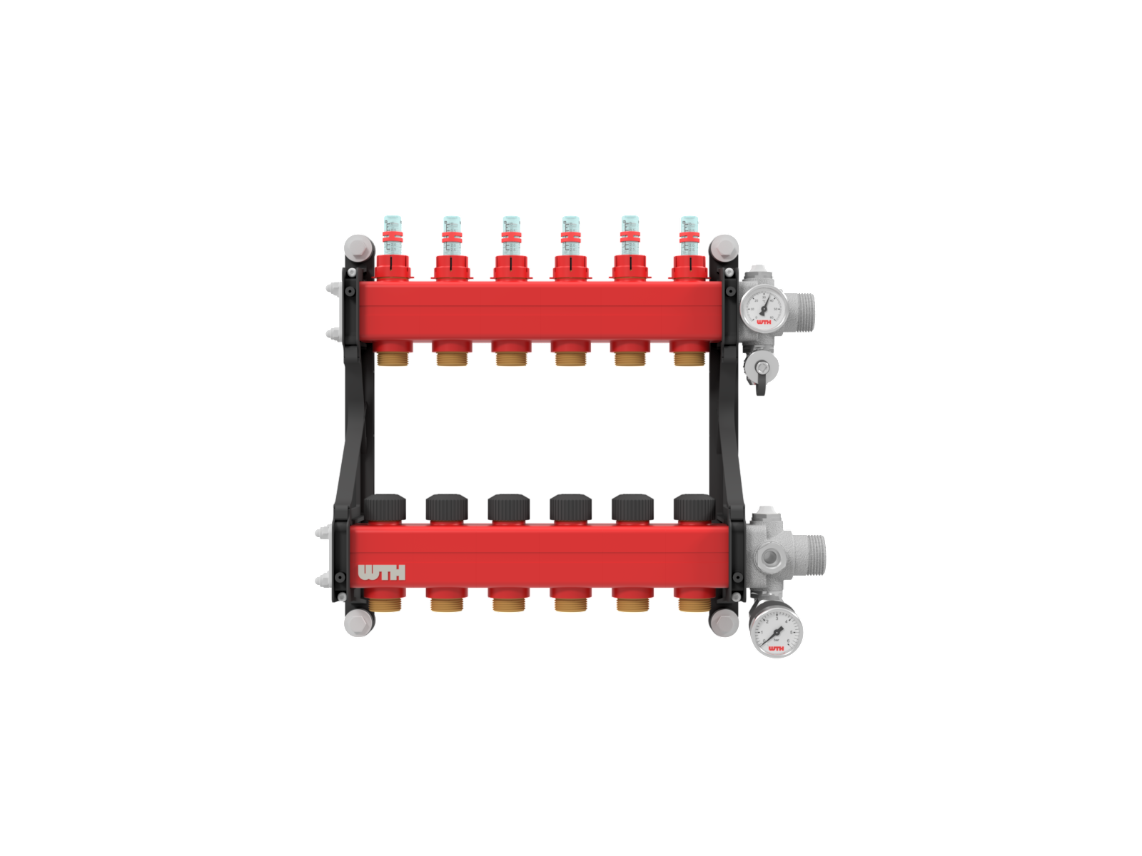 Kunststof verdeler met flowmeters